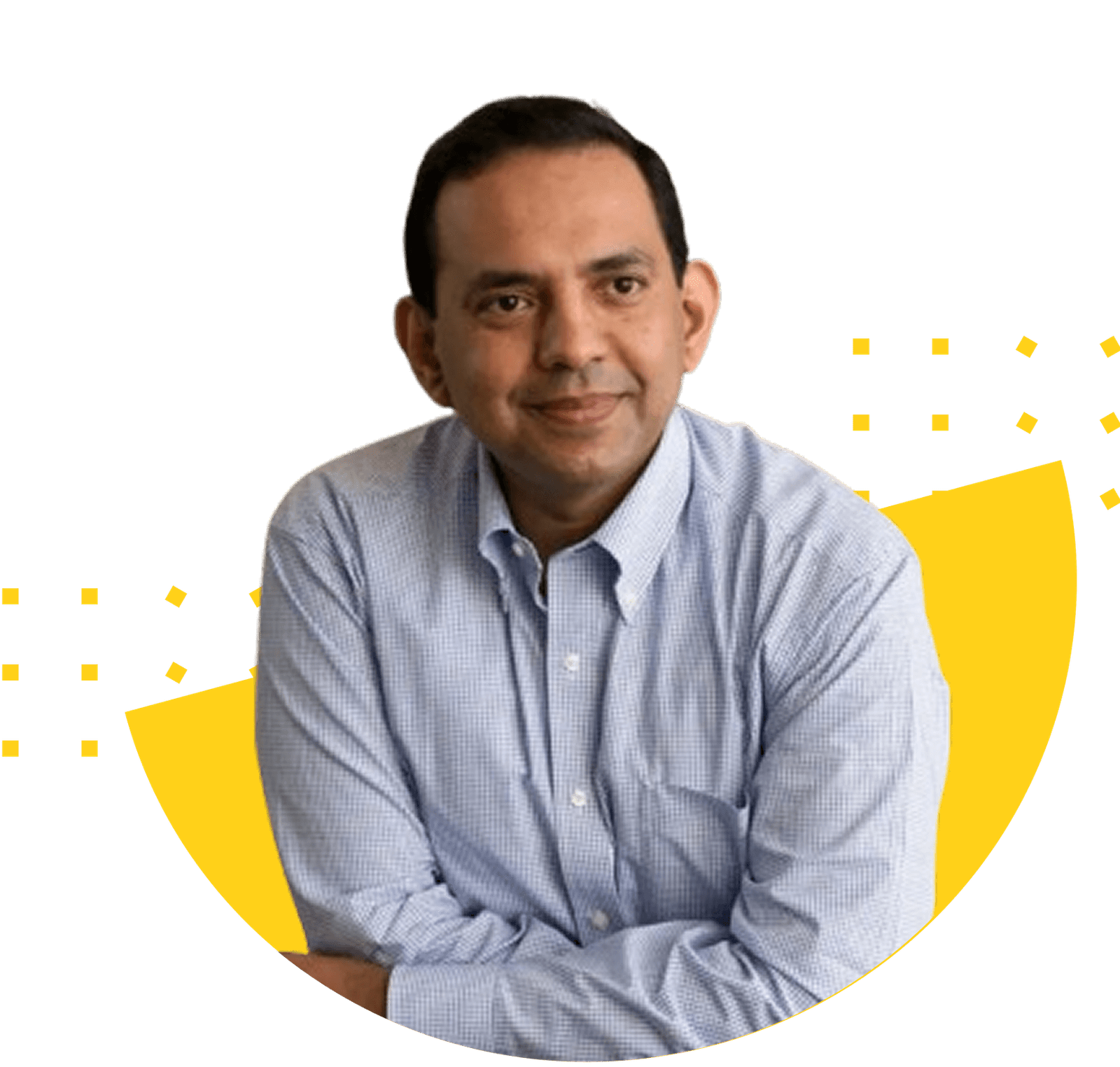 Anand Chaturvedi smiling during a conference break outdoors