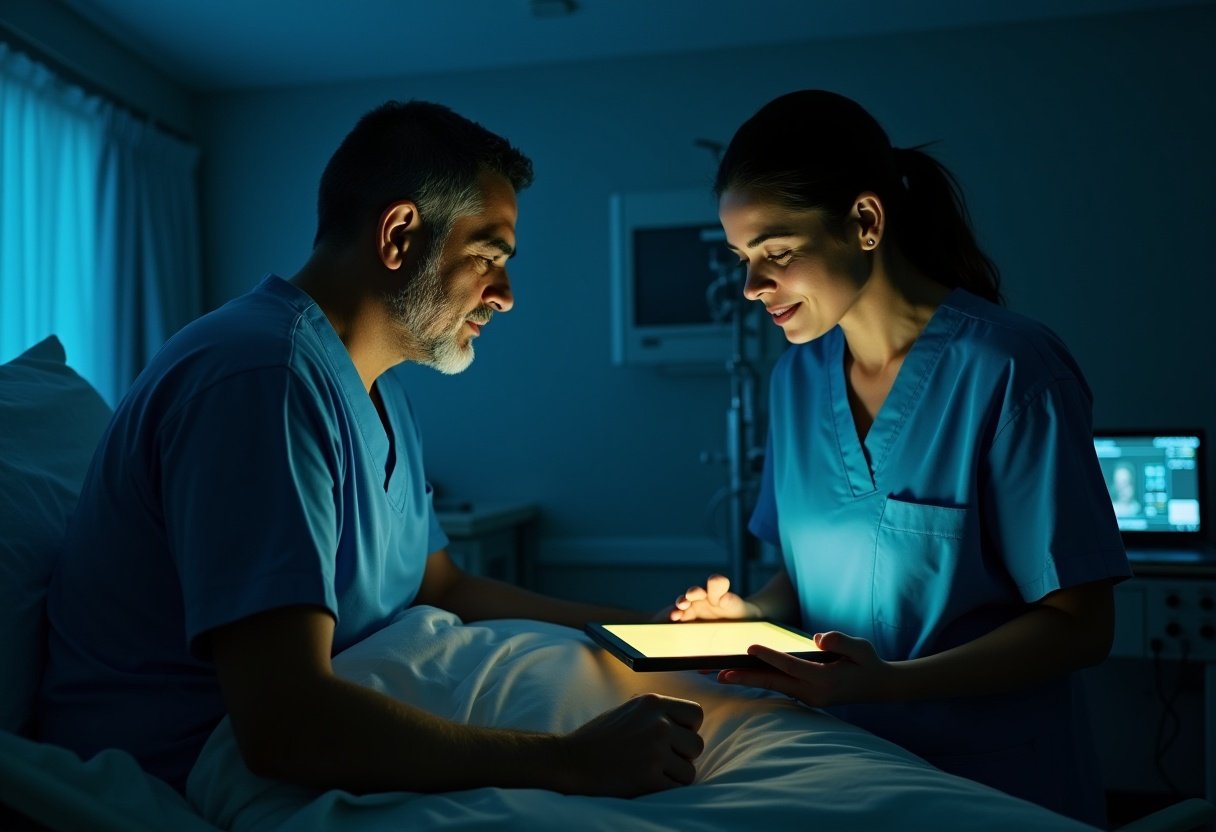 nurse helping senior dark background image